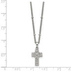 Polished Cubic Zirconia Cross Stainless Steel Necklace