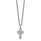 Polished Cubic Zirconia Cross Stainless Steel Necklace