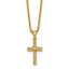 Gold-Tone Polished Cubic Zirconia Cross Stainless Steel Rolo Chain Necklace