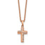 Rose-Tone Polished Cubic Zirconia Cross Stainless Steel Rolo Chain Necklace