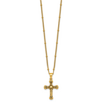 Gold-Tone Polished Cross Stainless Steel Necklace