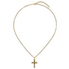 Gold-Tone Polished Cross Stainless Steel Necklace