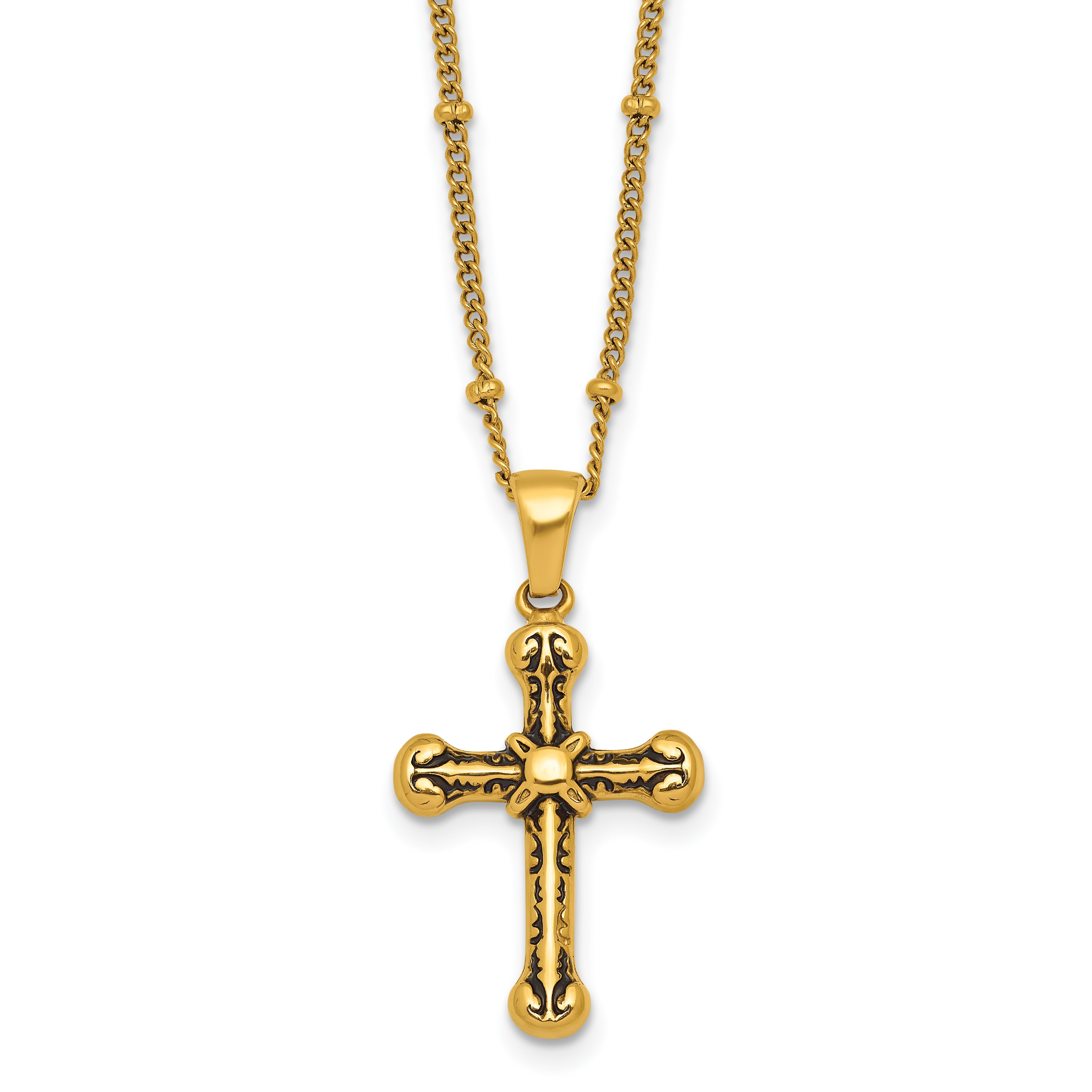 Gold-Tone Polished Cross Stainless Steel Necklace Main image