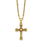 Gold-Tone Polished Cross Stainless Steel Necklace