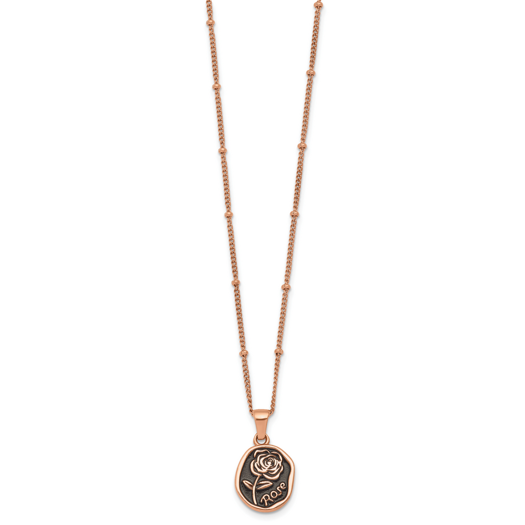 Rose-Tone Polished Enamel Stainless Steel Necklace