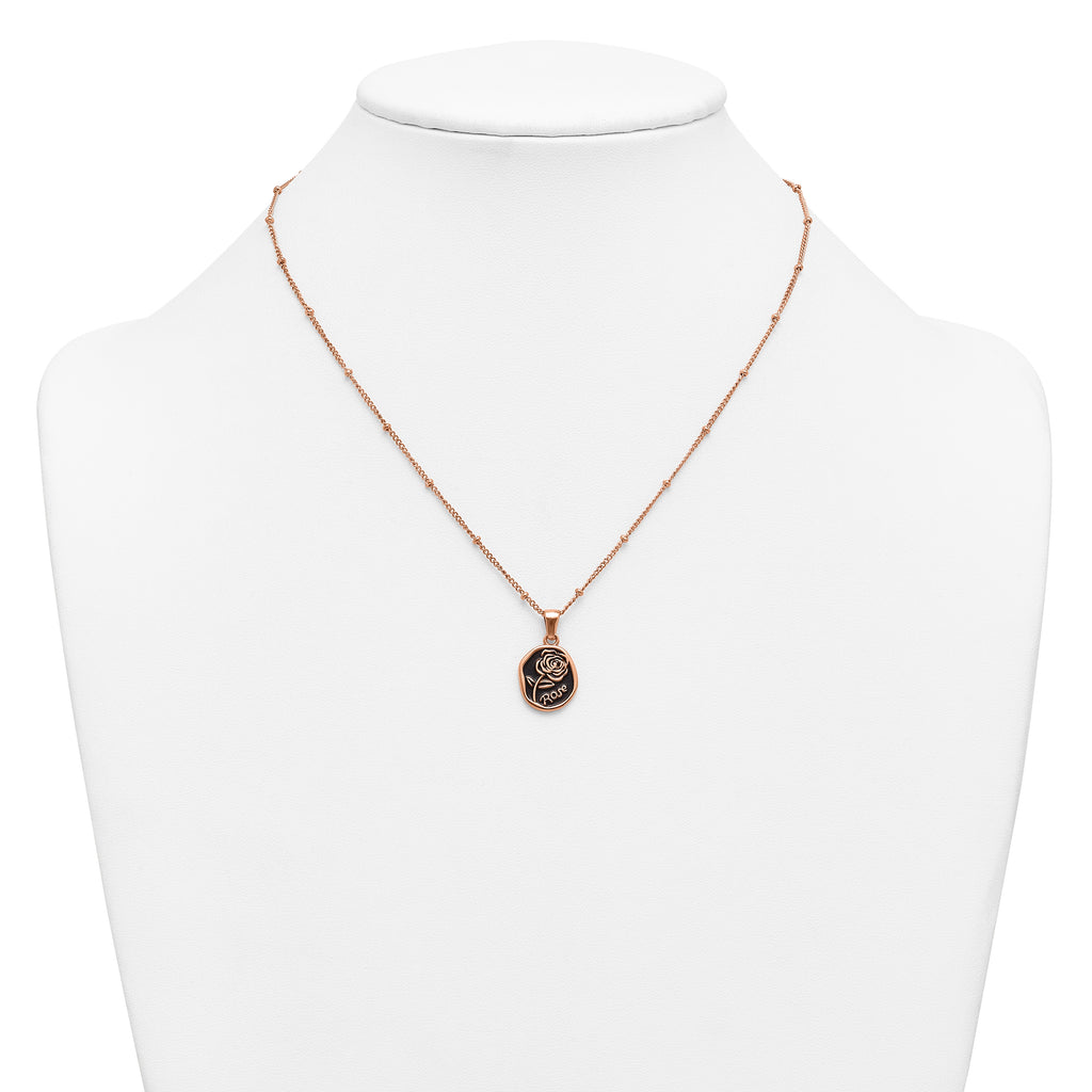 Rose-Tone Polished Enamel Stainless Steel Necklace