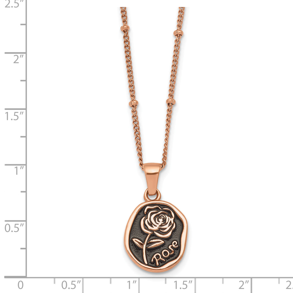 Rose-Tone Polished Enamel Stainless Steel Necklace
