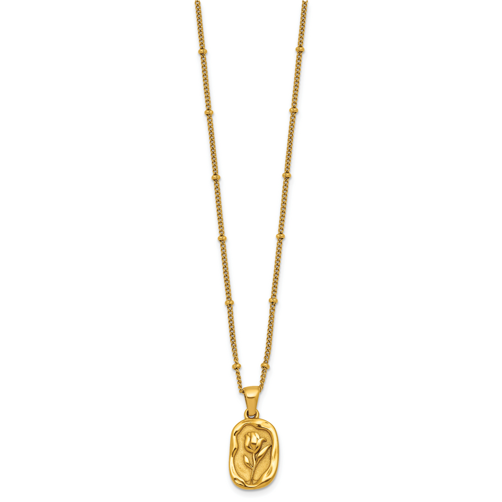 Gold-Tone Polished Floral Stainless Steel Necklace