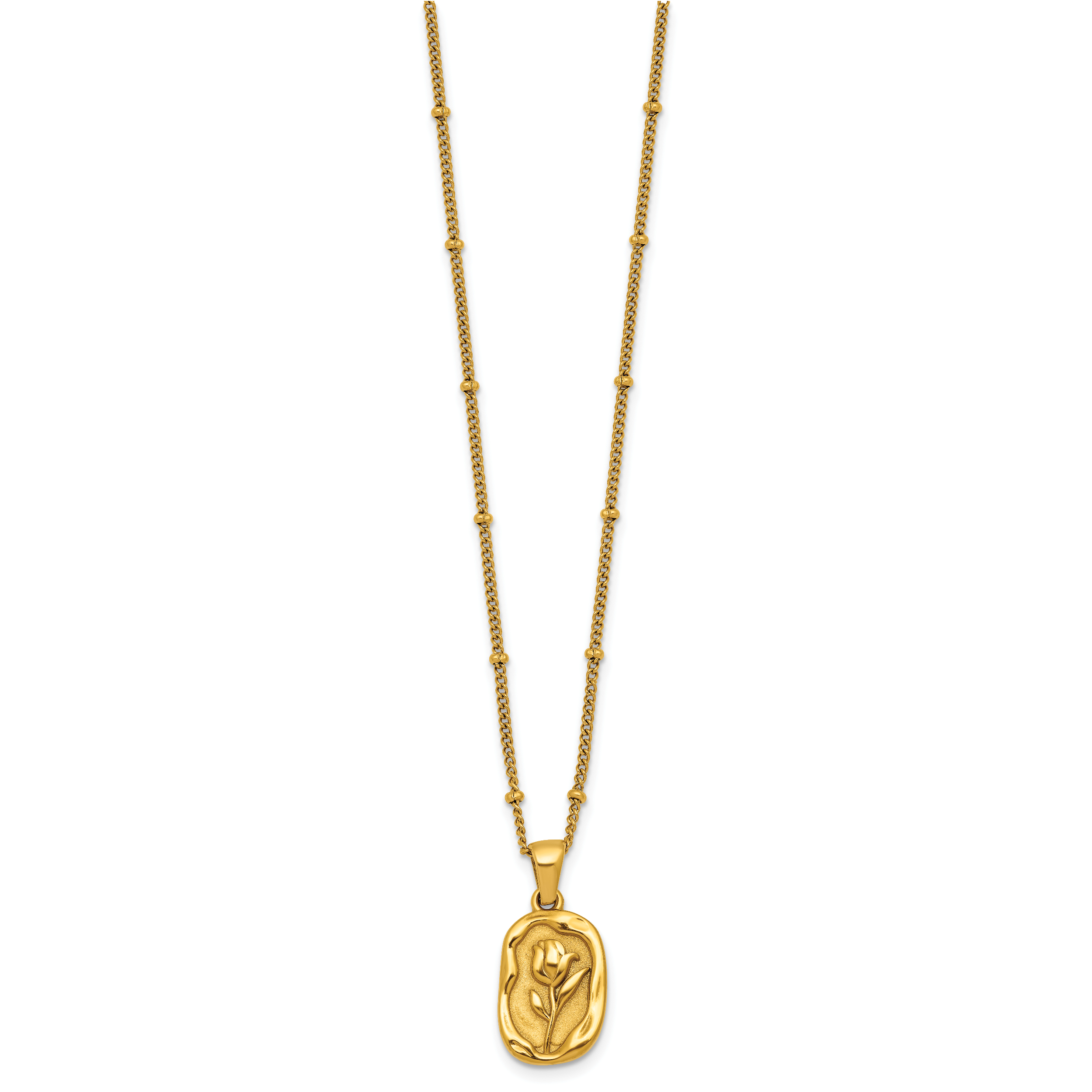 Gold-Tone Polished Floral Stainless Steel Necklace