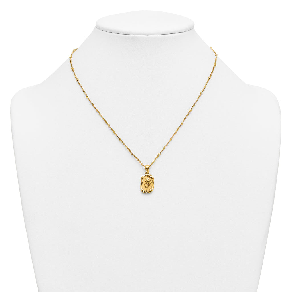 Gold-Tone Polished Floral Stainless Steel Necklace