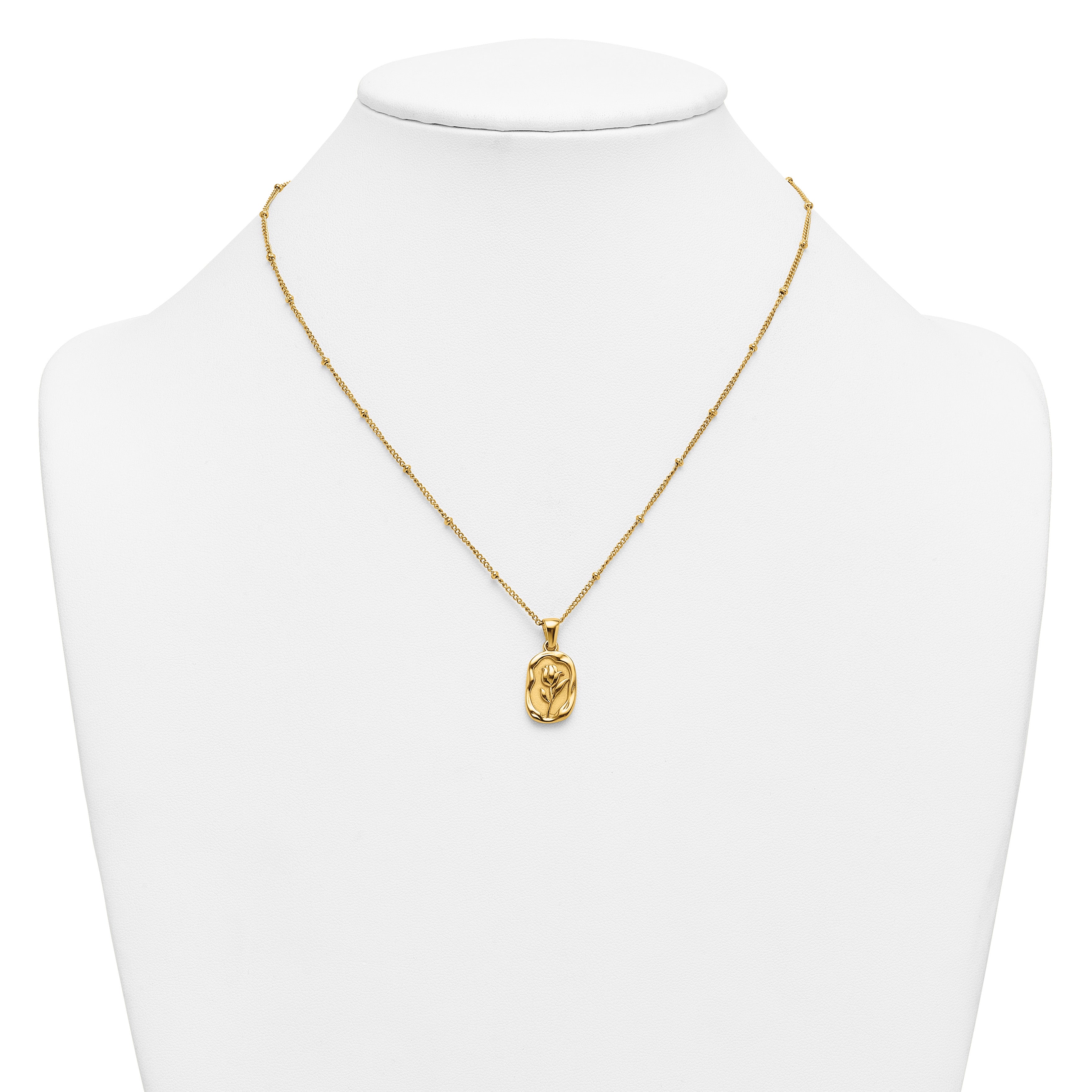 Gold-Tone Polished Floral Stainless Steel Necklace