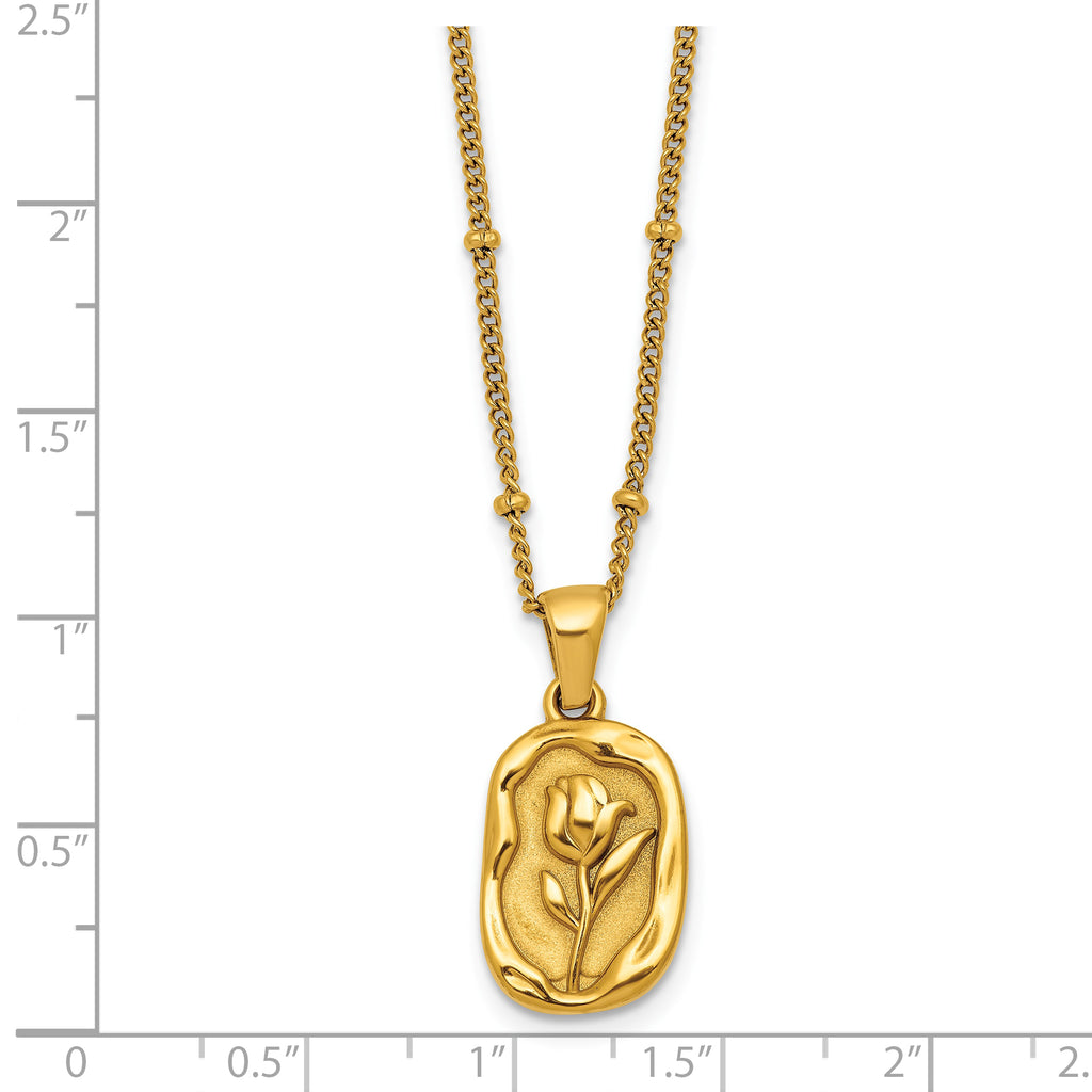 Gold-Tone Polished Floral Stainless Steel Necklace