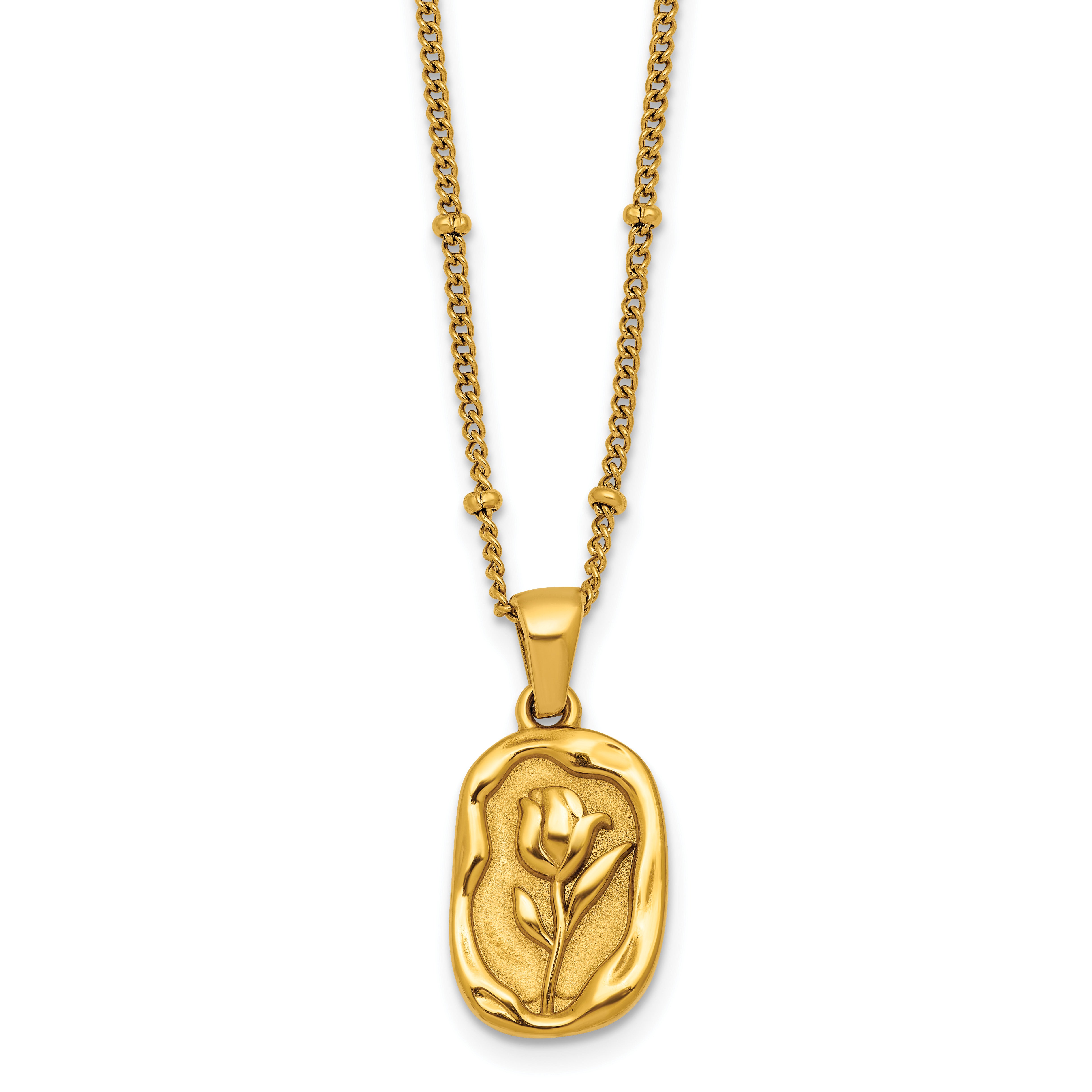 Gold-Tone Polished Floral Stainless Steel Necklace Main image