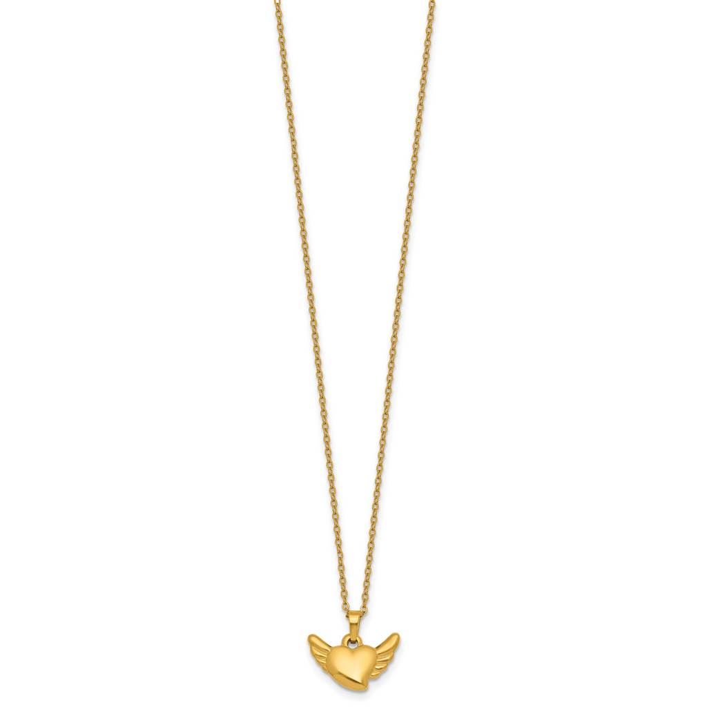 Gold-Tone Polished Heart Stainless Steel Necklace