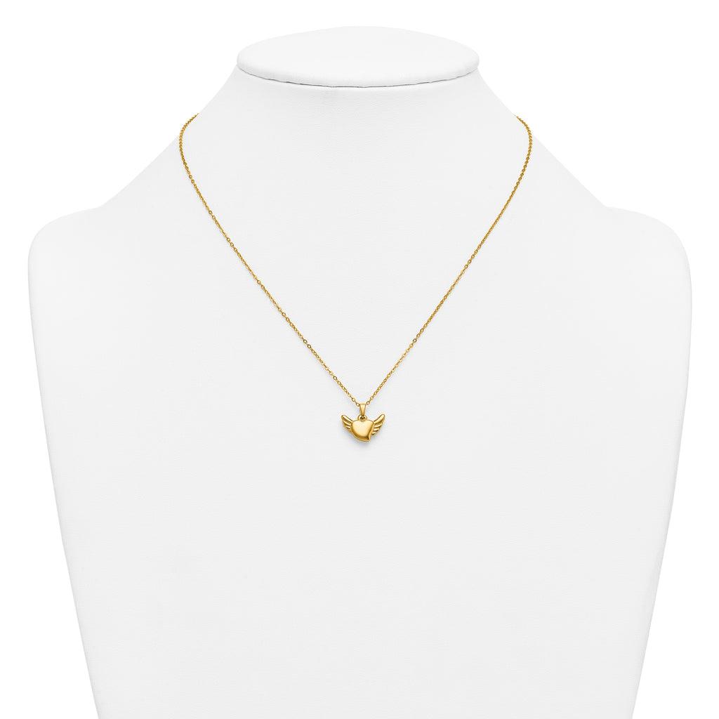 Gold-Tone Polished Heart Stainless Steel Necklace