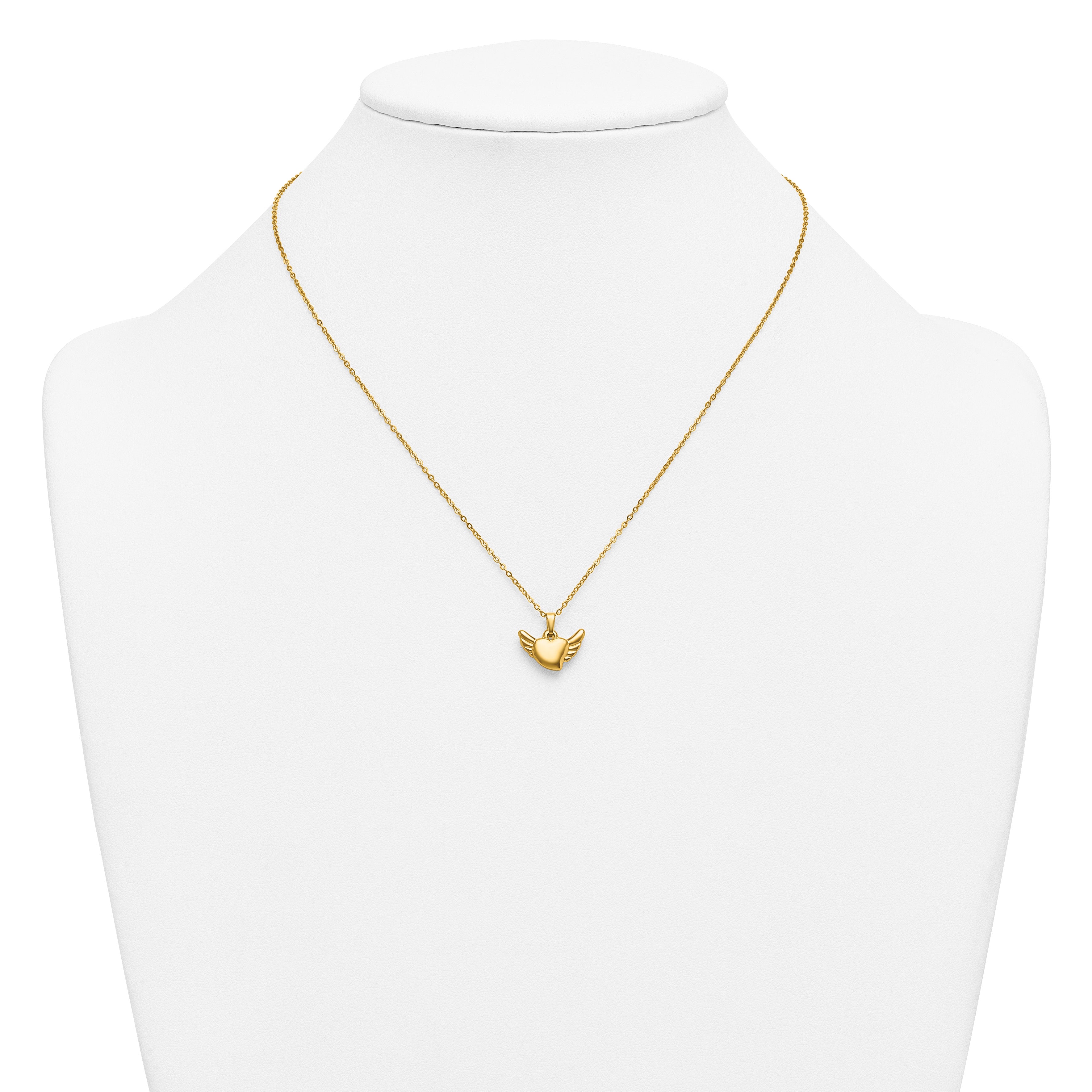 Gold-Tone Polished Heart Stainless Steel Necklace