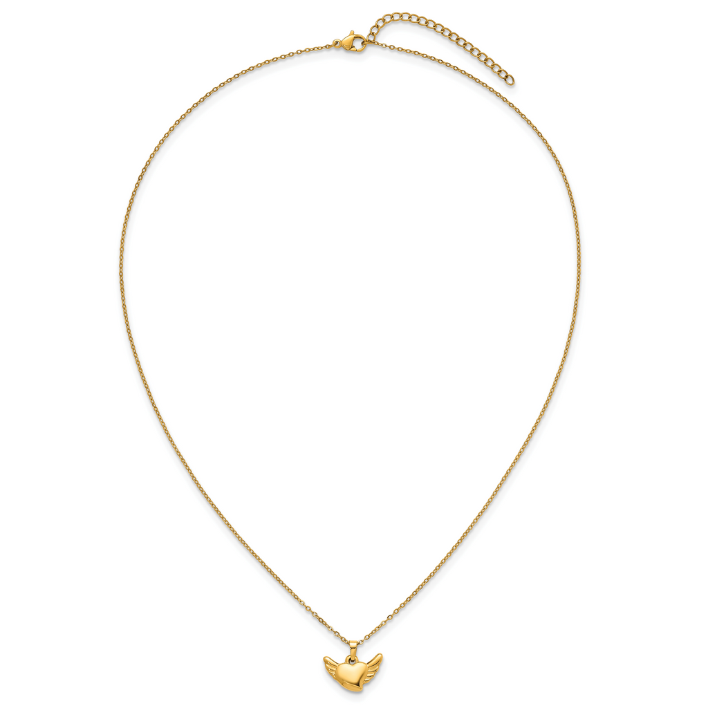 Gold-Tone Polished Heart Stainless Steel Necklace