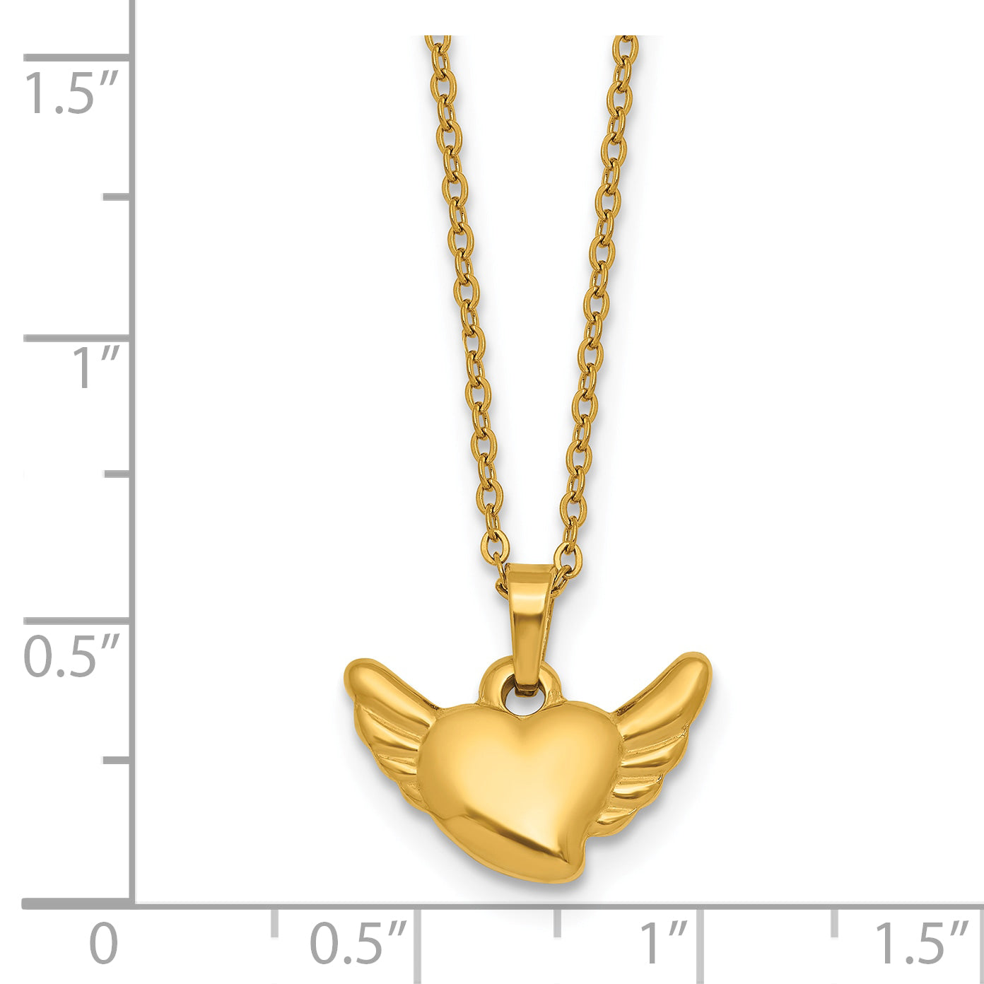 Gold-Tone Polished Heart Stainless Steel Necklace