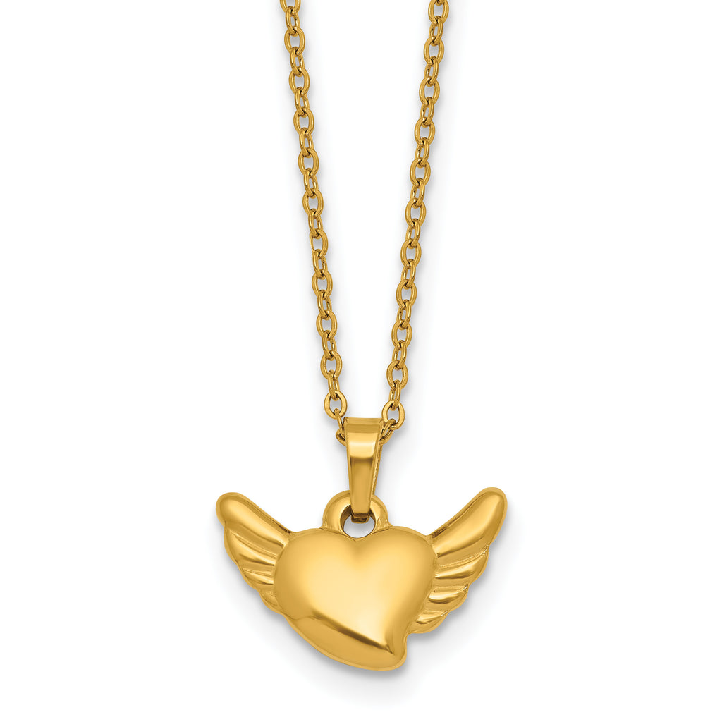 Gold-Tone Polished Heart Stainless Steel Necklace