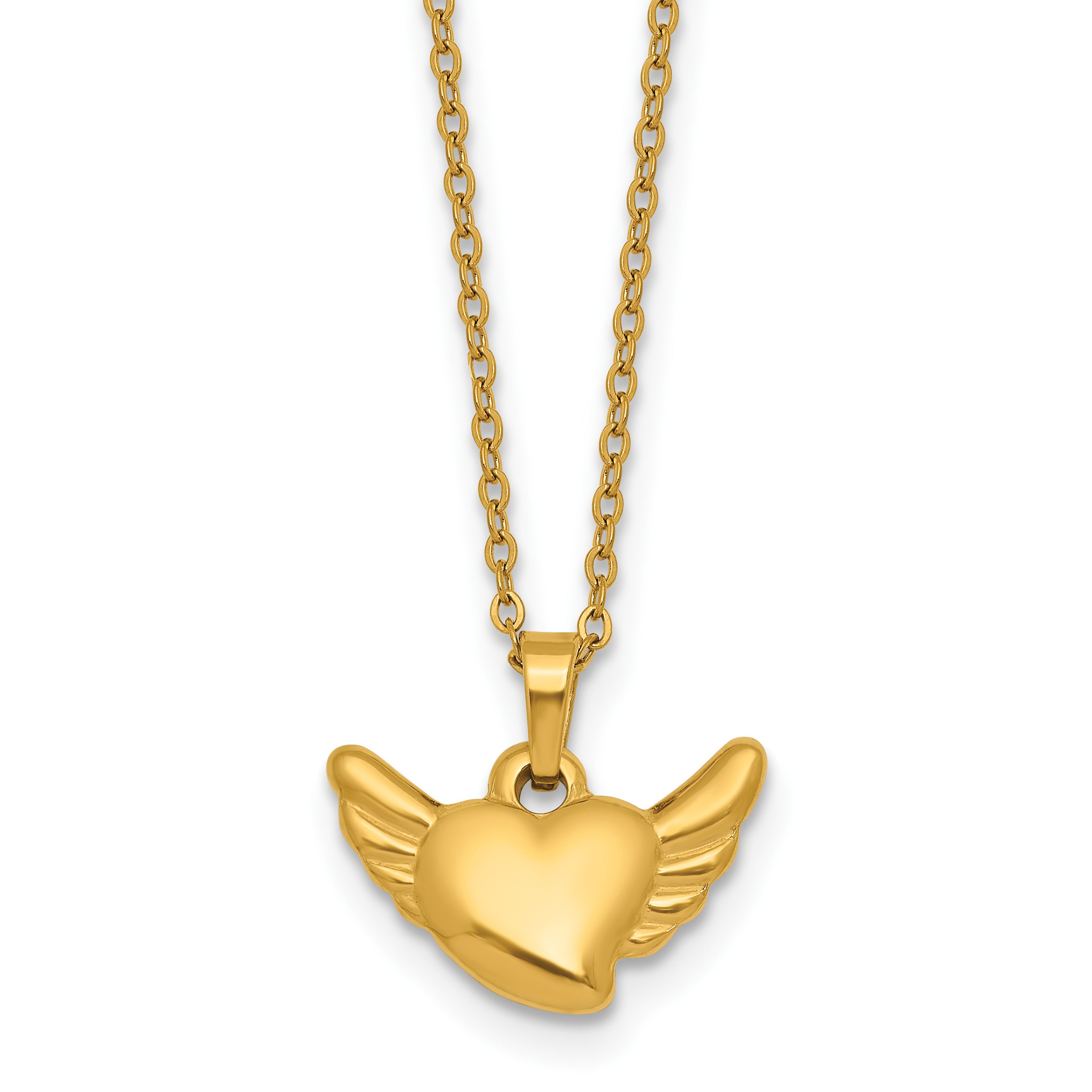 Gold-Tone Polished Heart Stainless Steel Necklace