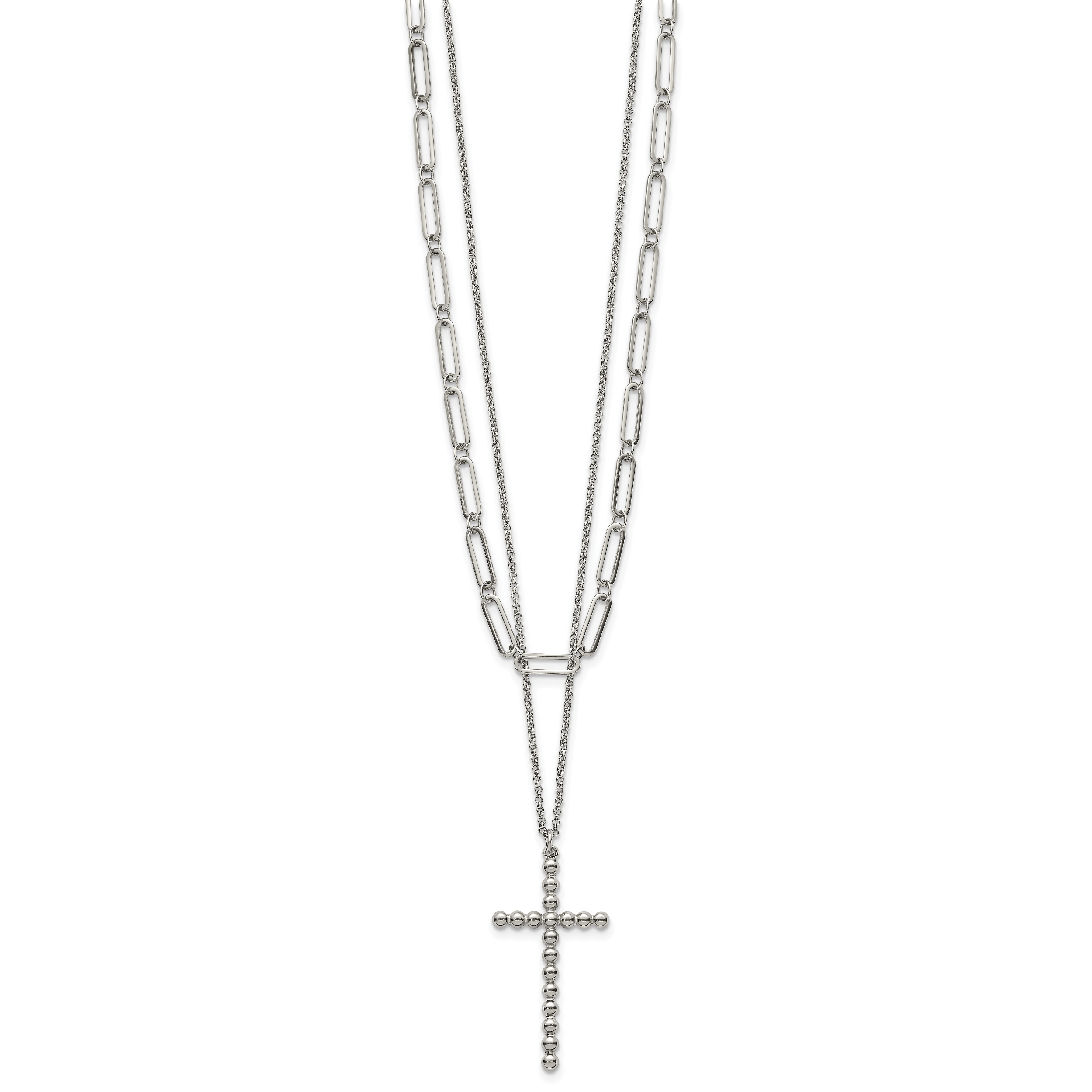 Polished Cross Stainless Steel Paperclip Chain Necklace Secondary image