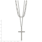 Polished Cross Stainless Steel Paperclip Chain Necklace