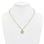 Gold-Tone Polished Cubic Zirconia Compass Stainless Steel Necklace