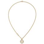 Gold-Tone Polished Cubic Zirconia Compass Stainless Steel Necklace