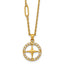Gold-Tone Polished Cubic Zirconia Compass Stainless Steel Necklace