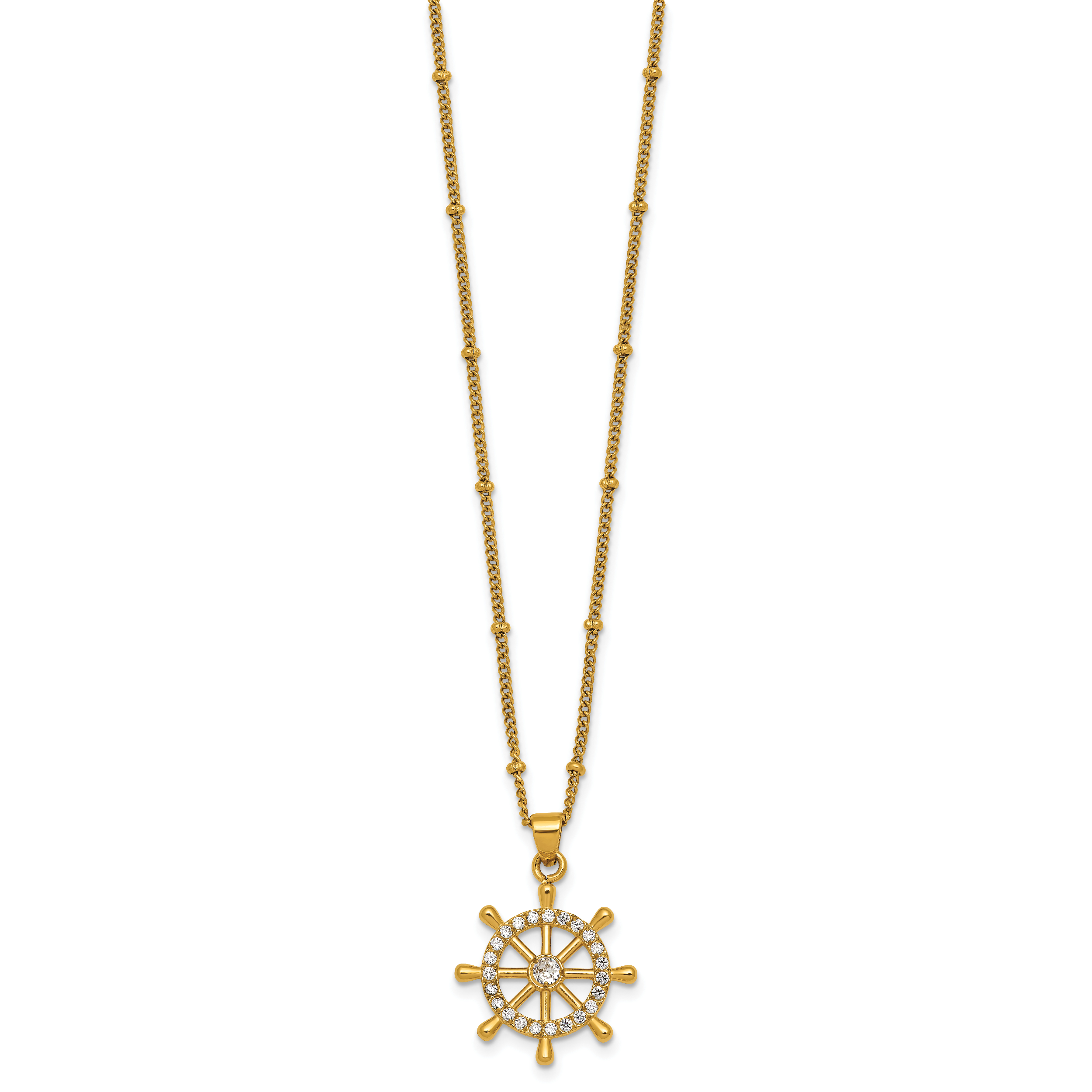 Gold-Tone Polished Cubic Zirconia Stainless Steel Necklace Secondary image