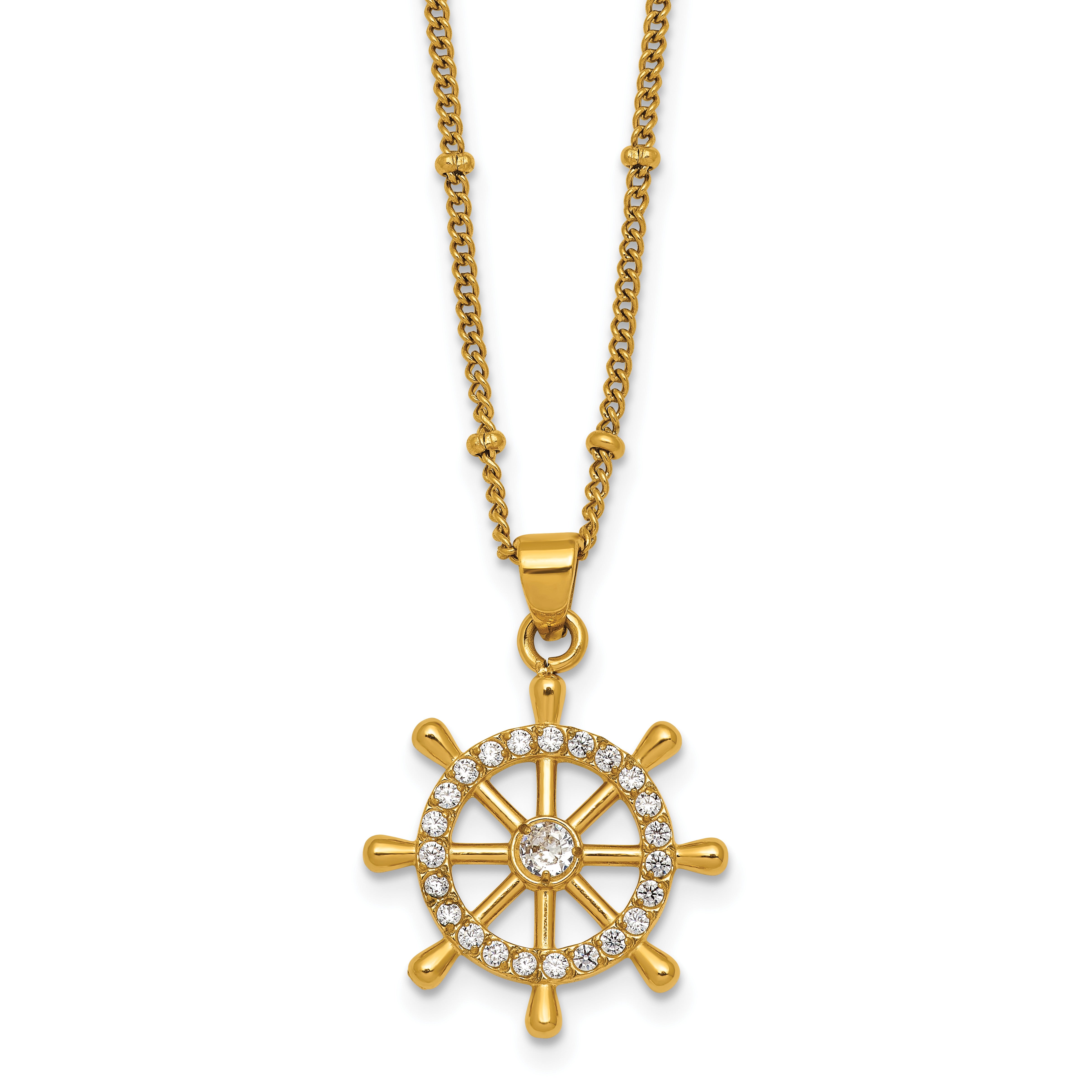 Gold-Tone Polished Cubic Zirconia Stainless Steel Necklace Main image