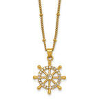 Gold-Tone Polished Cubic Zirconia Stainless Steel Necklace