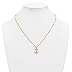 Gold-Tone Polished Cubic Zirconia Anchor Stainless Steel Necklace