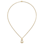 Gold-Tone Polished Cubic Zirconia Anchor Stainless Steel Necklace