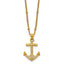 Gold-Tone Polished Cubic Zirconia Anchor Stainless Steel Necklace