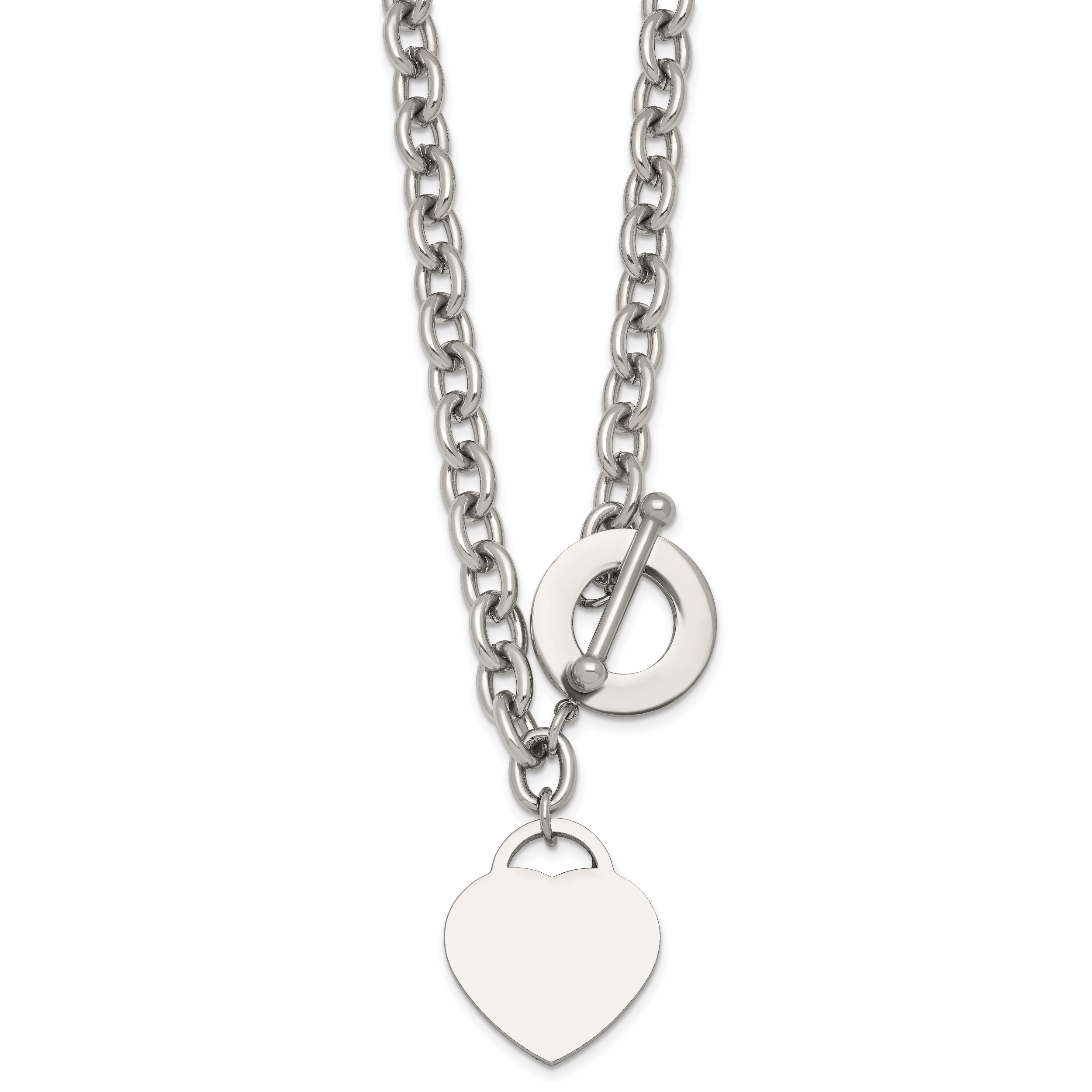 Polished Heart Stainless Steel Necklace