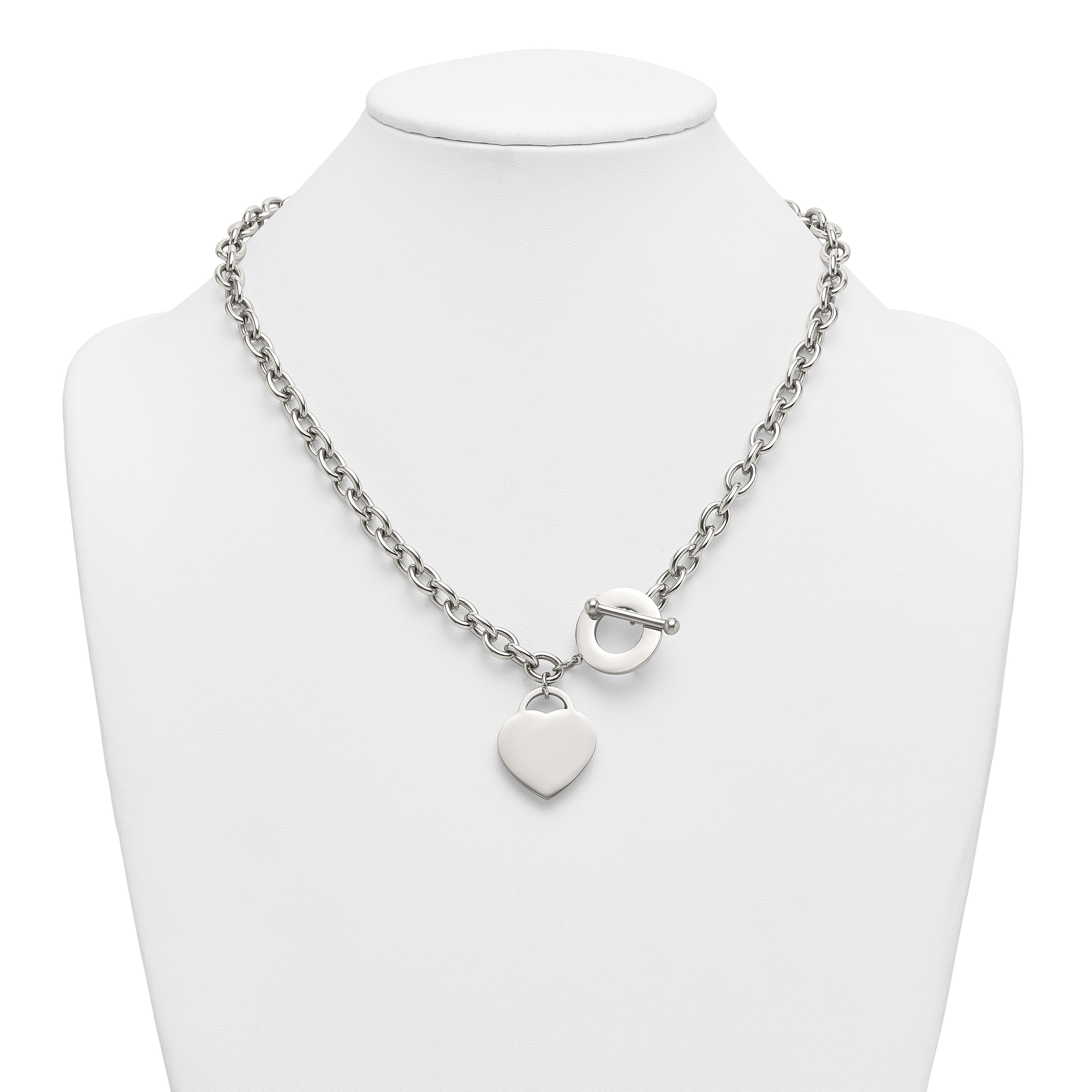 Polished Heart Stainless Steel Necklace