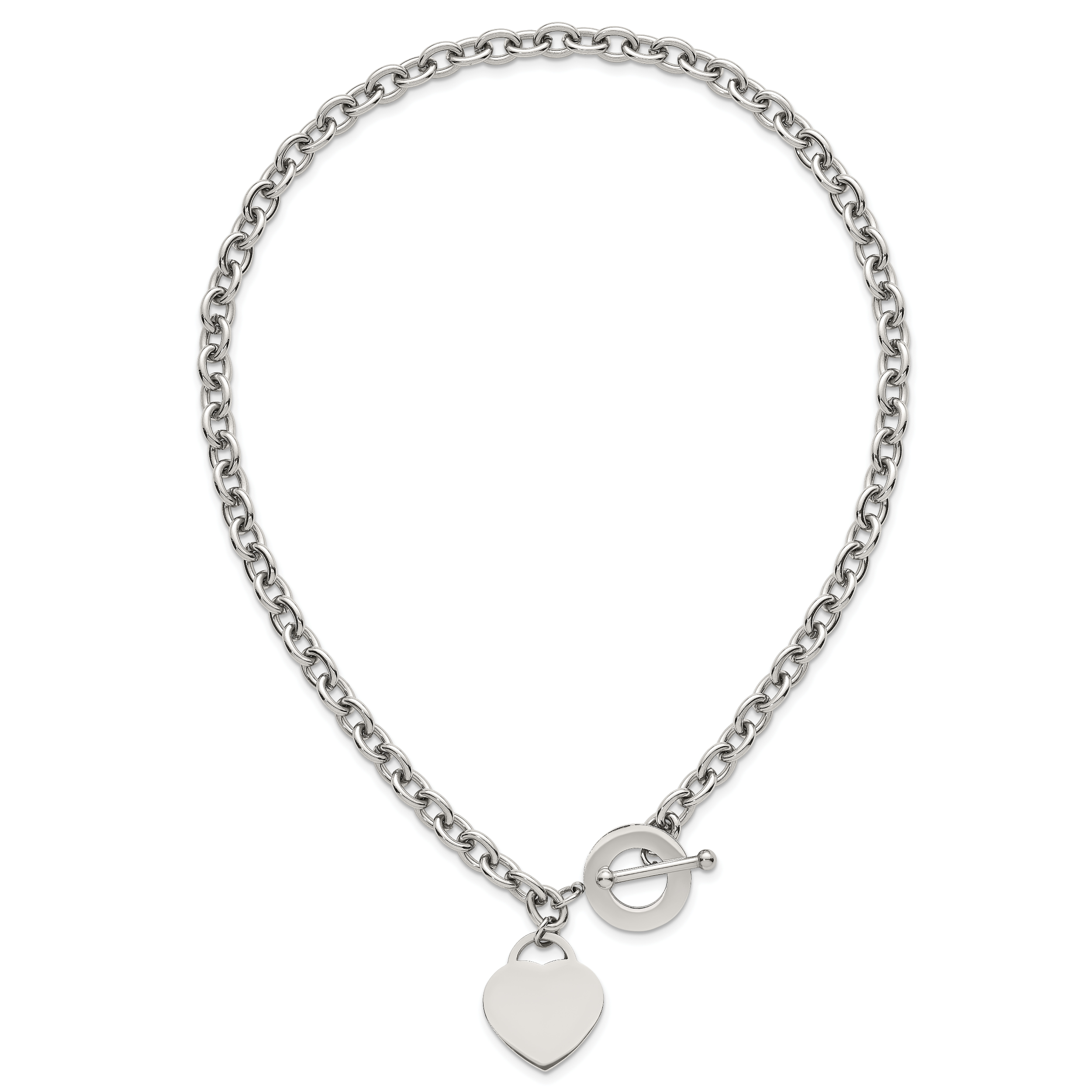 Polished Heart Stainless Steel Necklace