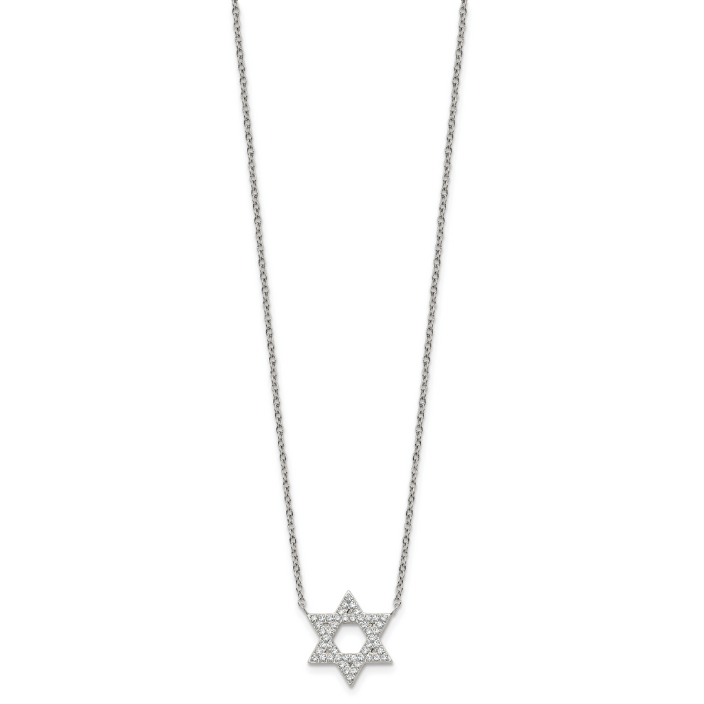 Polished Cubic Zirconia Star Stainless Steel Necklace