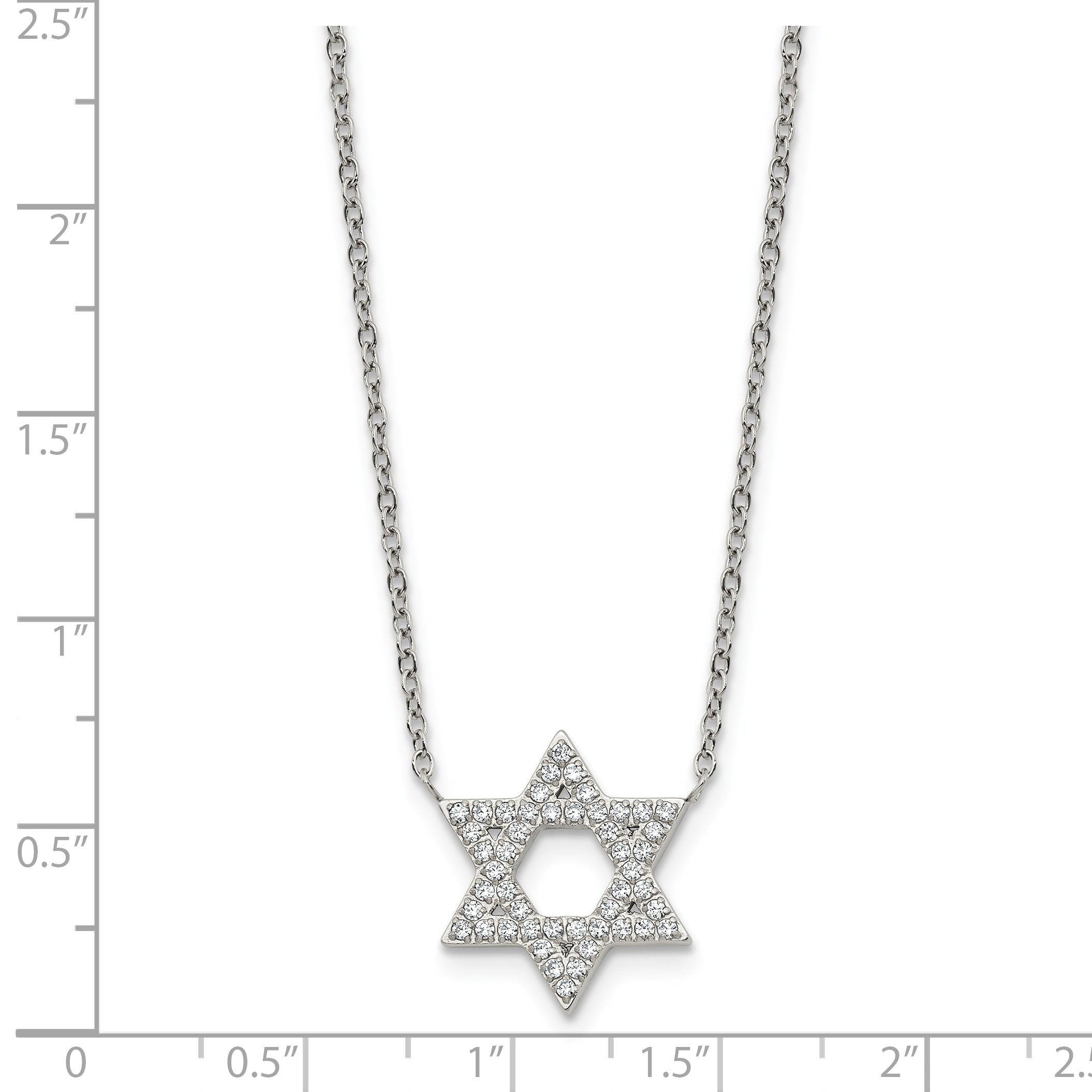 Polished Cubic Zirconia Star Stainless Steel Necklace