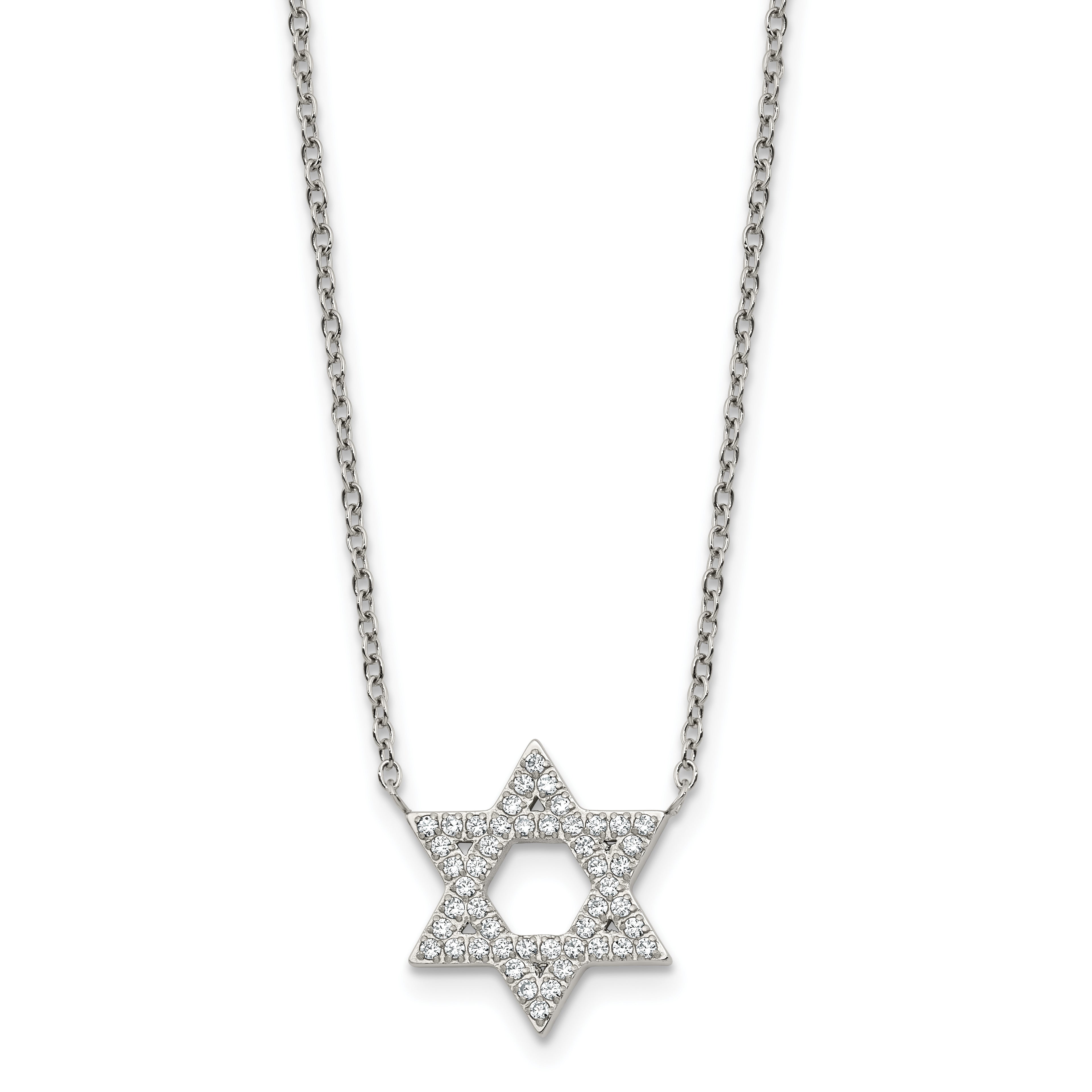 Polished Cubic Zirconia Star Stainless Steel Necklace