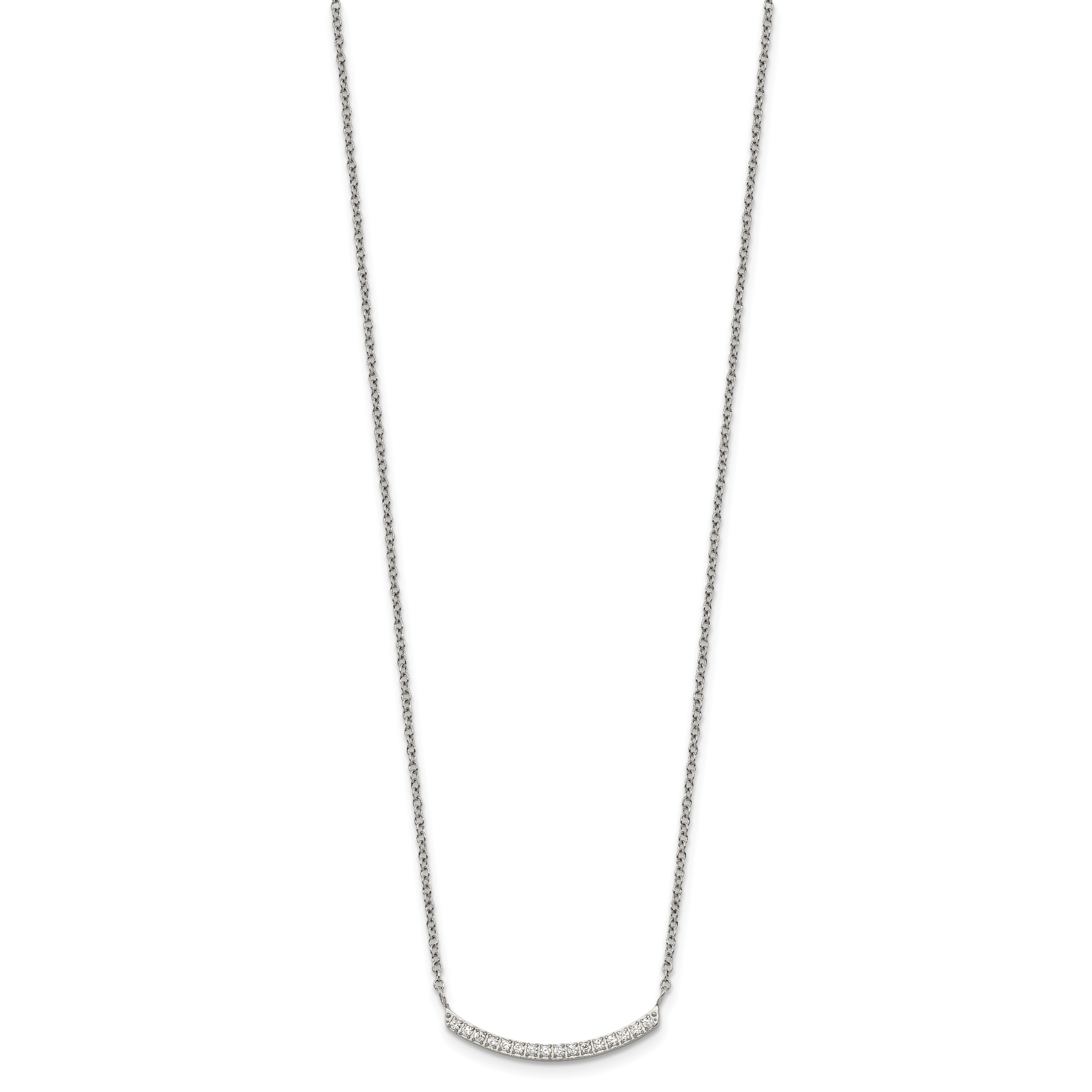 Polished Cubic Zirconia Stainless Steel Necklace