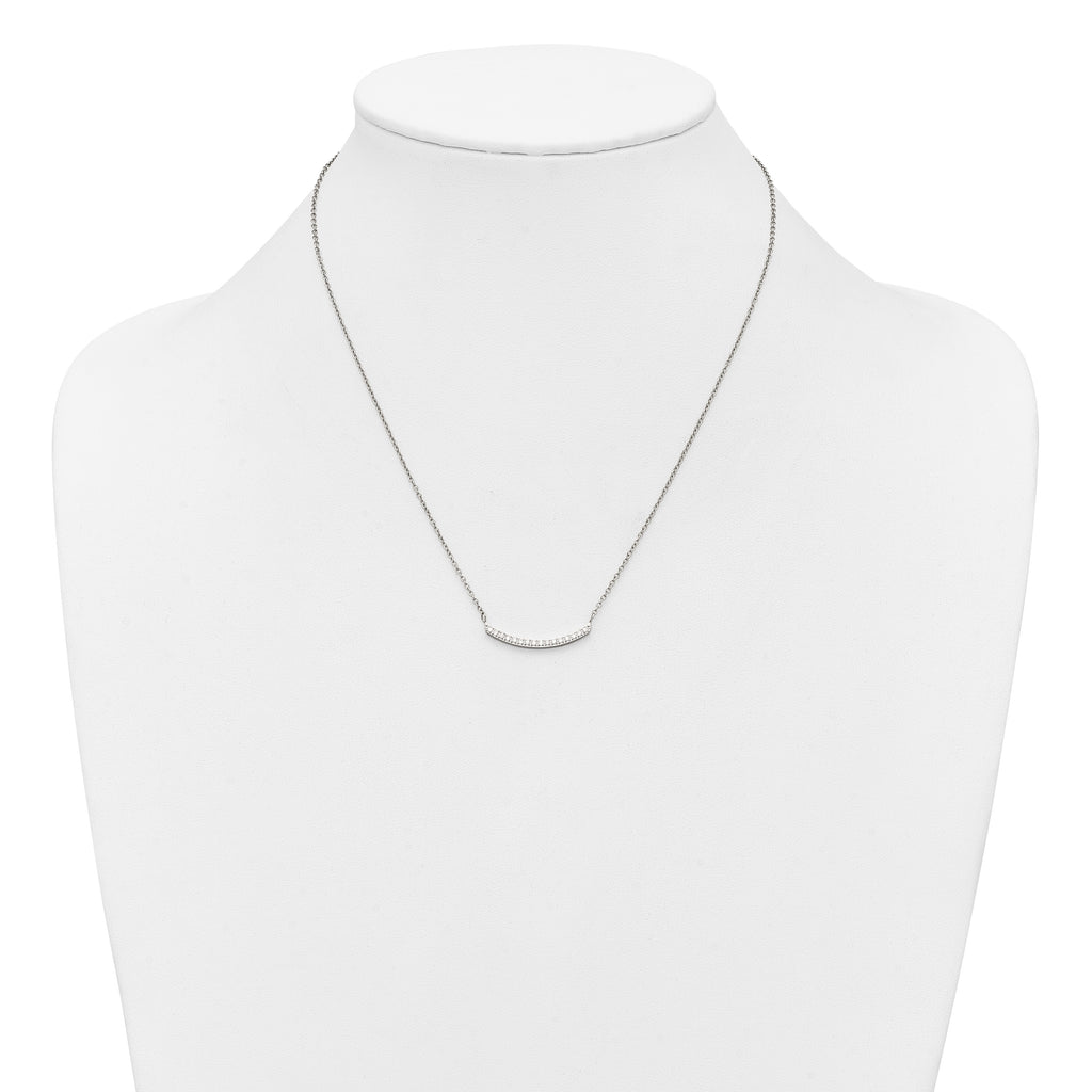 Polished Cubic Zirconia Stainless Steel Necklace
