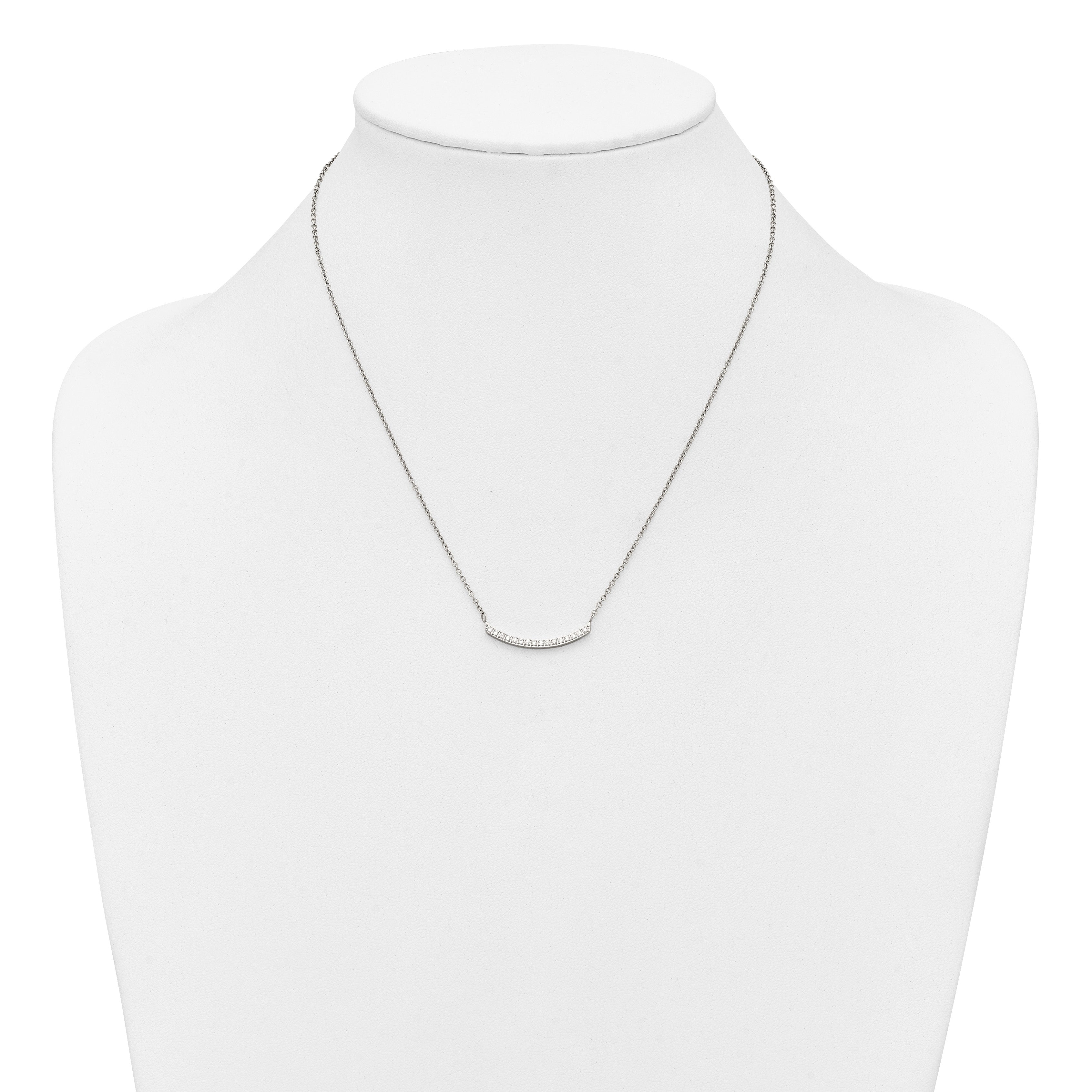 Polished Cubic Zirconia Stainless Steel Necklace