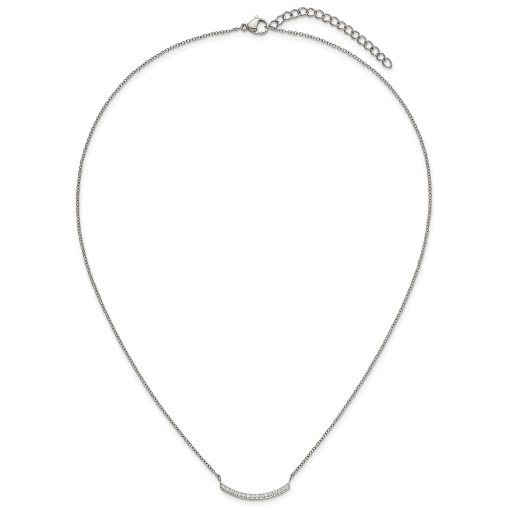 Polished Cubic Zirconia Stainless Steel Necklace