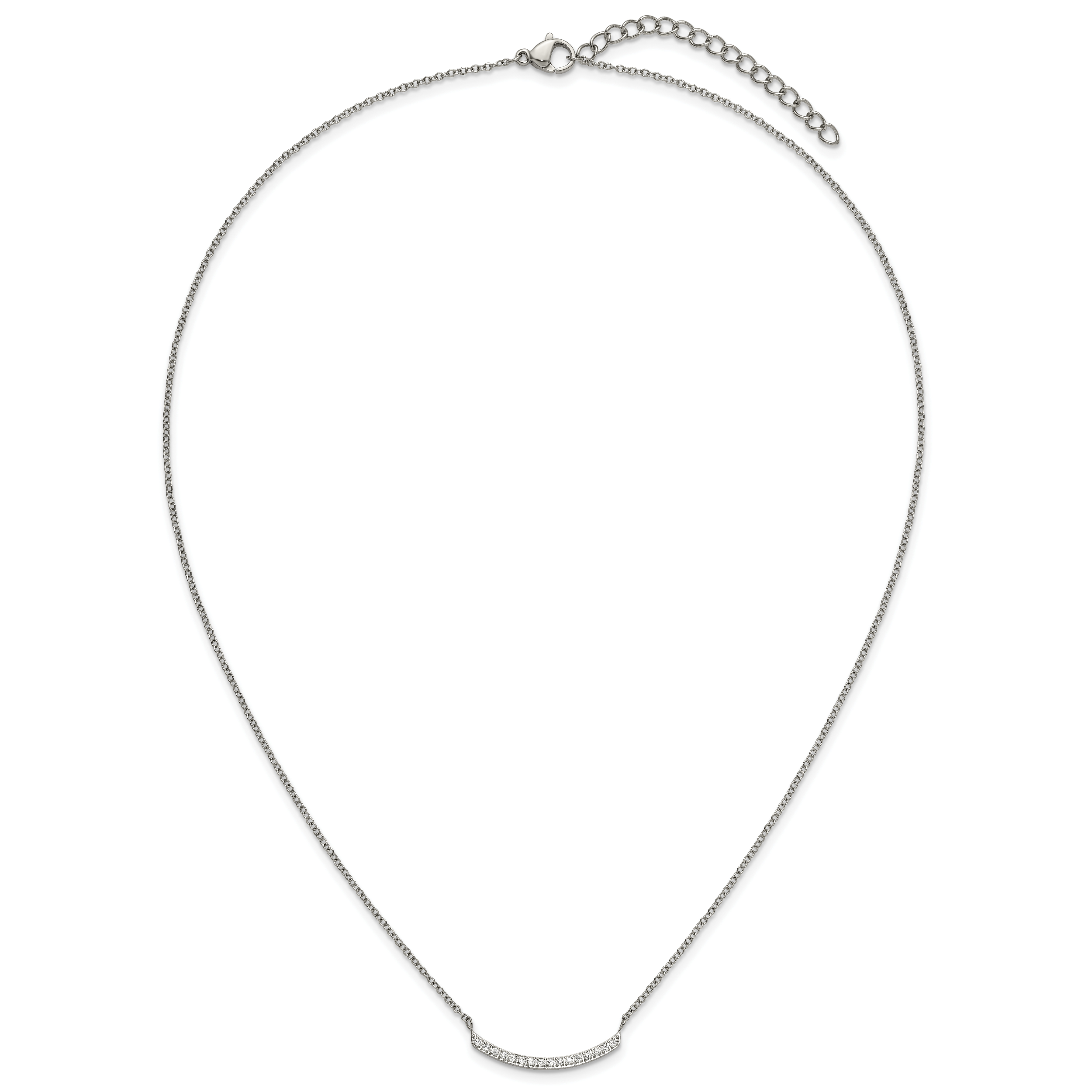 Polished Cubic Zirconia Stainless Steel Necklace