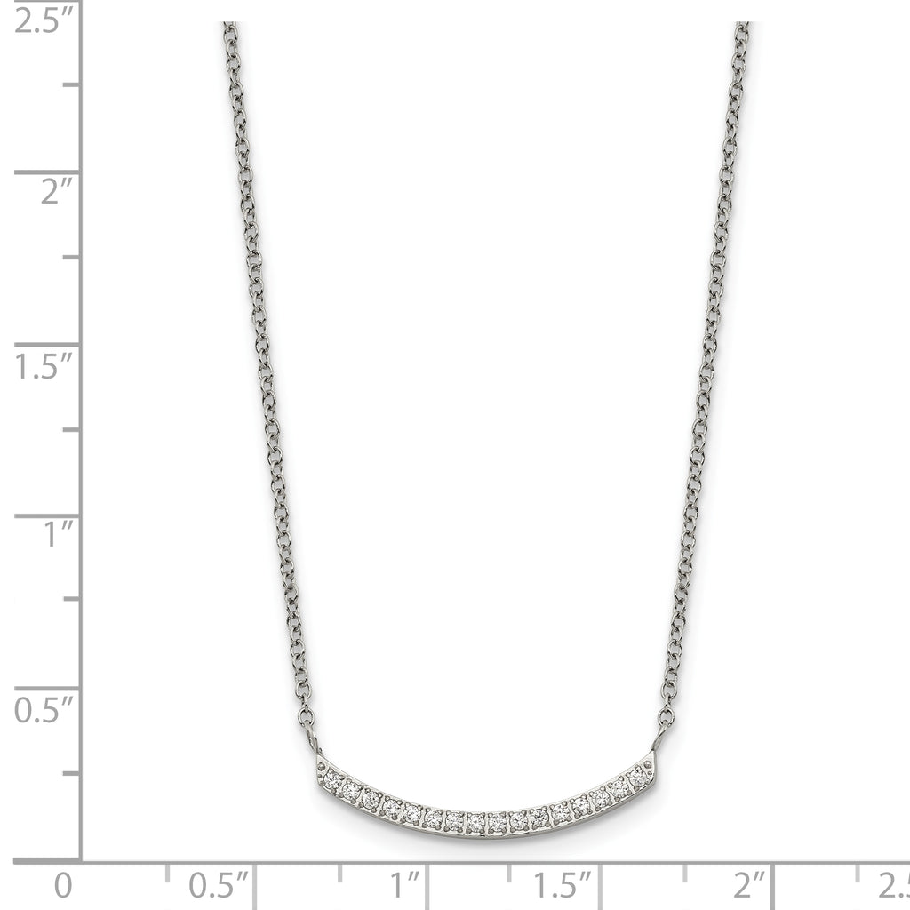 Polished Cubic Zirconia Stainless Steel Necklace