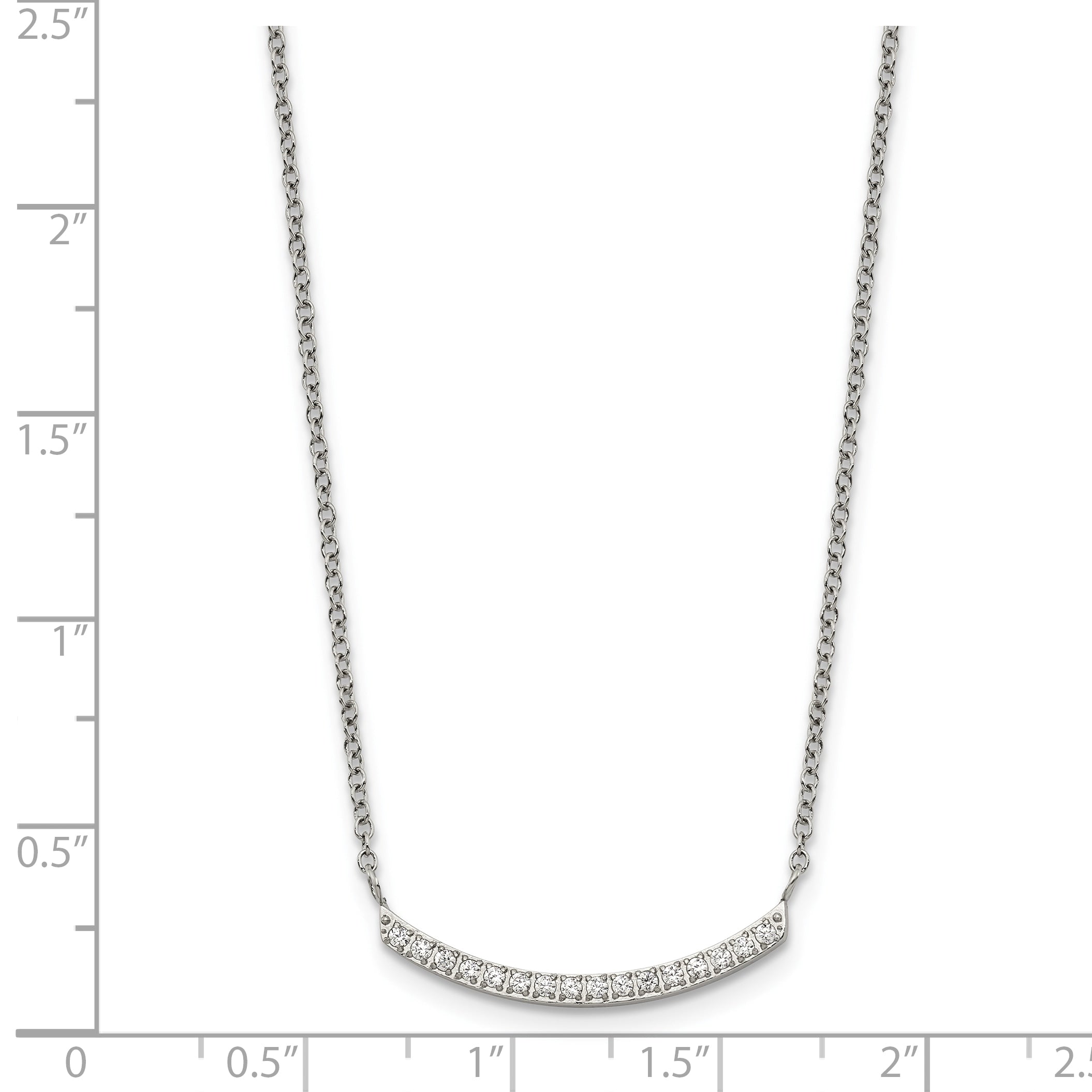 Polished Cubic Zirconia Stainless Steel Necklace