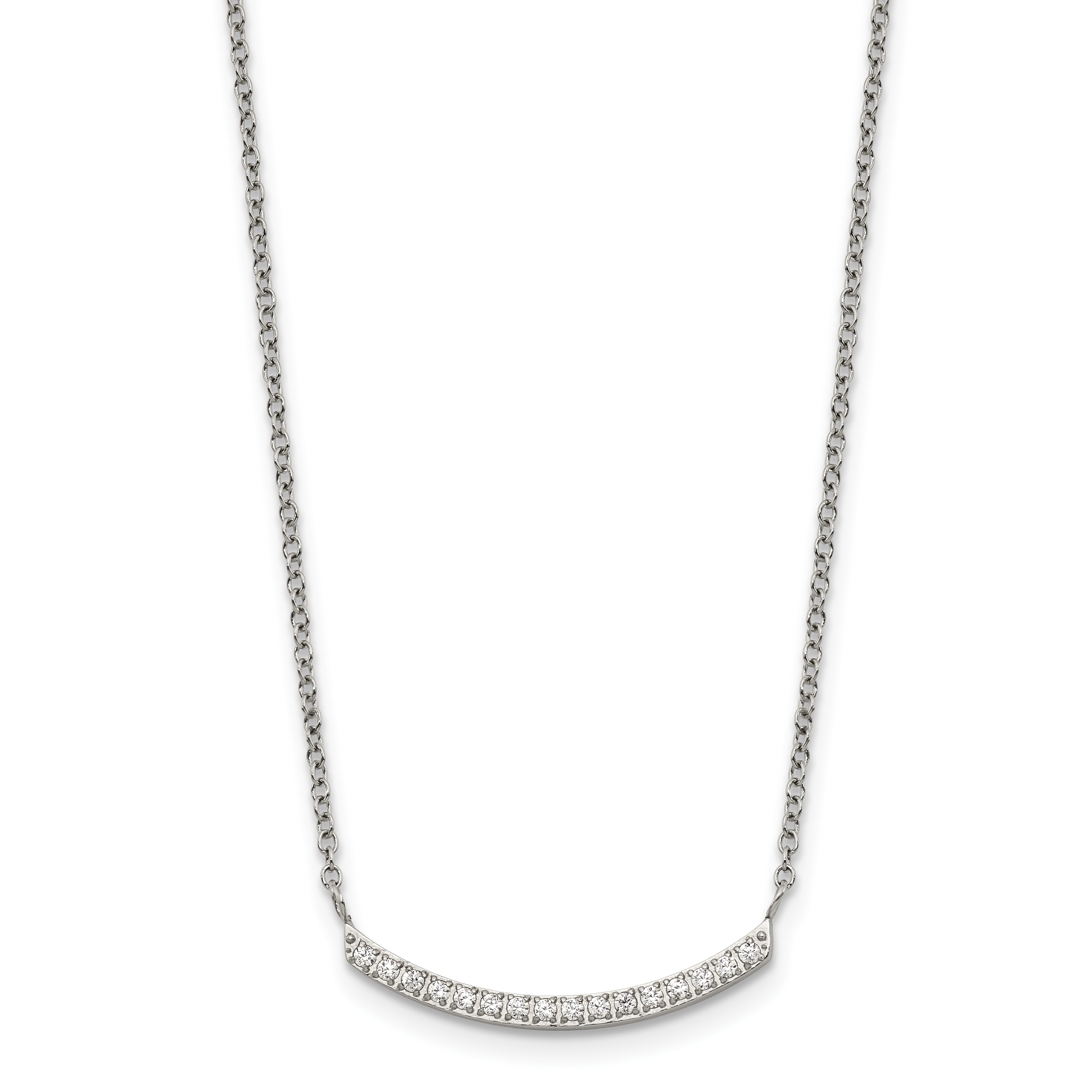 Polished Cubic Zirconia Stainless Steel Necklace Main image