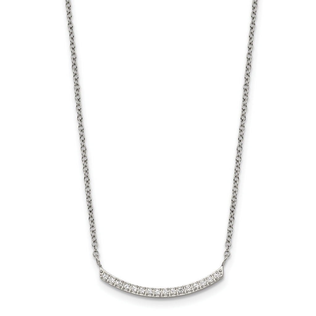 Polished Cubic Zirconia Stainless Steel Necklace